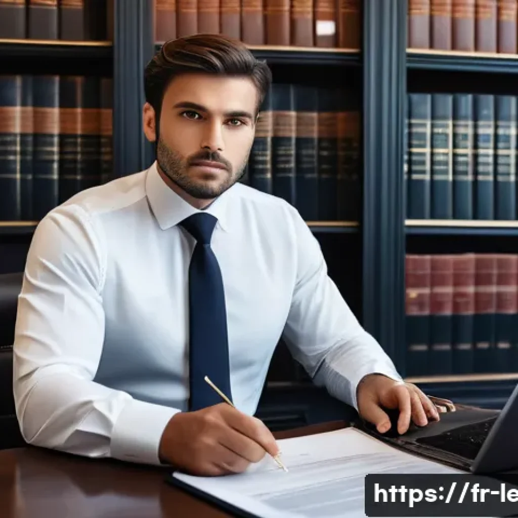 법무사 초보자를 위한 체크리스트 - A professional judicial officer in a modern French office, wearing a formal dark suit and tie, metic...