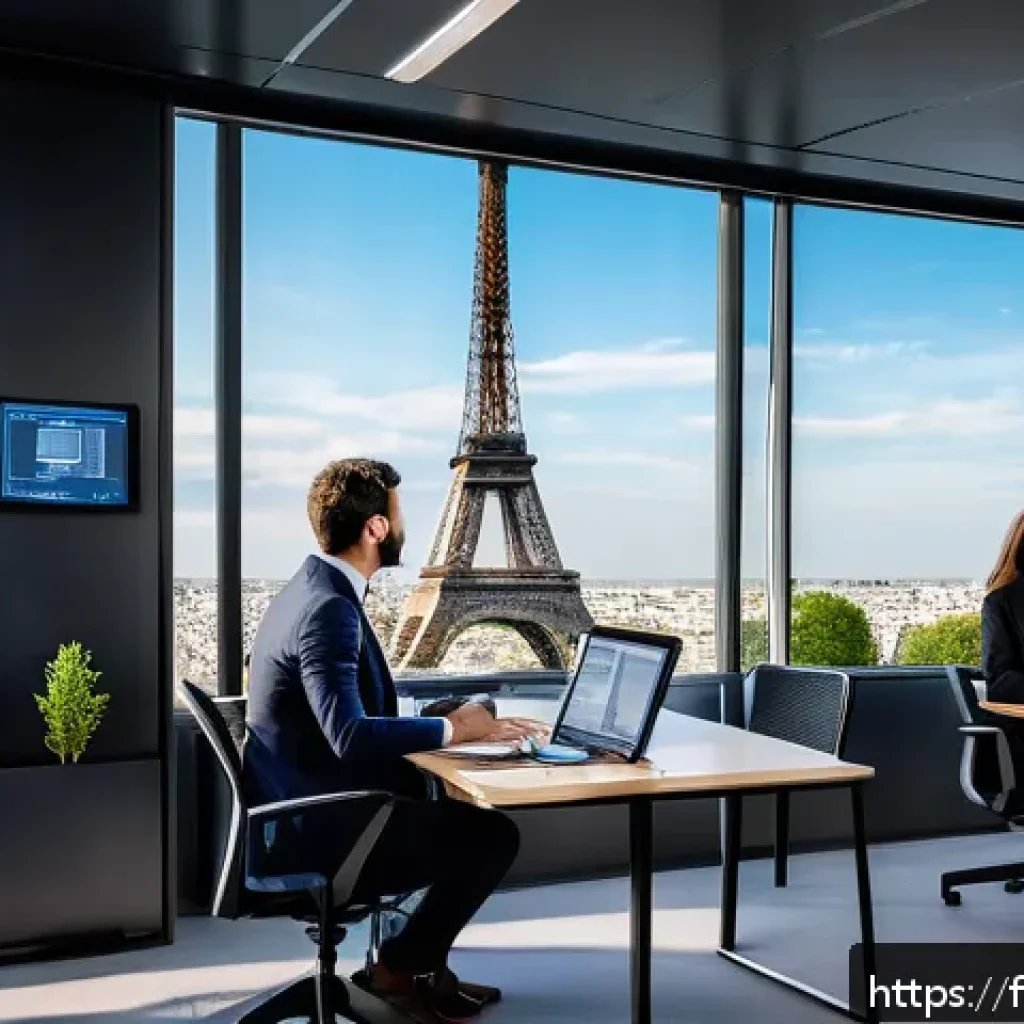 법무사 업무 중 발생하는 리스크 - A professional corporate legal team in a modern Parisian office, collaborating intensely over compli...